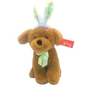 NWT Gitzy Brown Puppy Dog with Bunny Ears Easter Plush